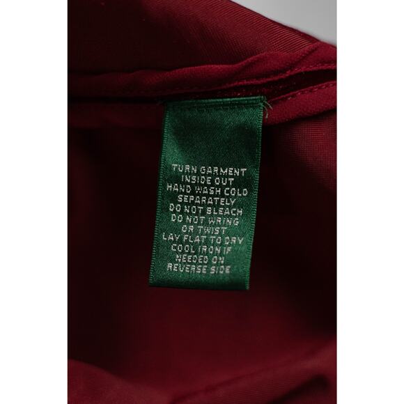 Lauren Ralph Lauren Size L Blouse Long Sleeves Velvet Burgundy - Picture 7 of 7